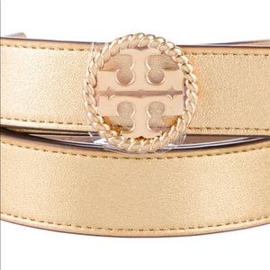 Tory Burch Skinny Gold Leather Belt Large